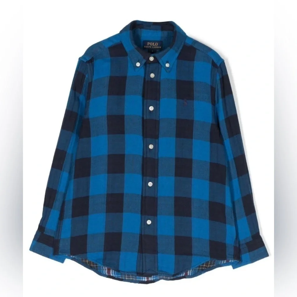 Ralph Lauren Polo NEW Pony-embroidered Blue Plaid Button Down Size M (10/12) - Picture 3 of 10